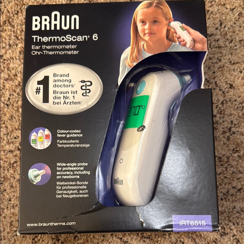 White Braun ThermoScan Ear Thermometer with Digital Display